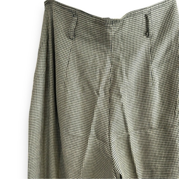 Vintage Jennifer Moore High Waisted Trousers Tan Houndstooth Neutral Wide Leg 80 - Picture 5 of 8